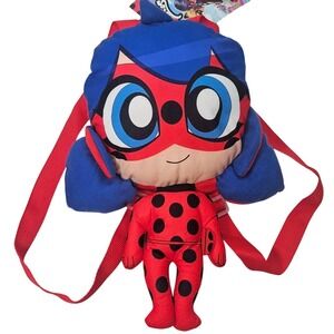 Miraculous Ladybug Plush Backpack Kids Child Small Character Red Black Blue 14"